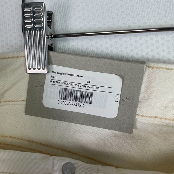 Everlane The Rigid Slouch Straight Leg Organic Cotton Jean Ecru Plus Size 33 - Picture 8 of 11